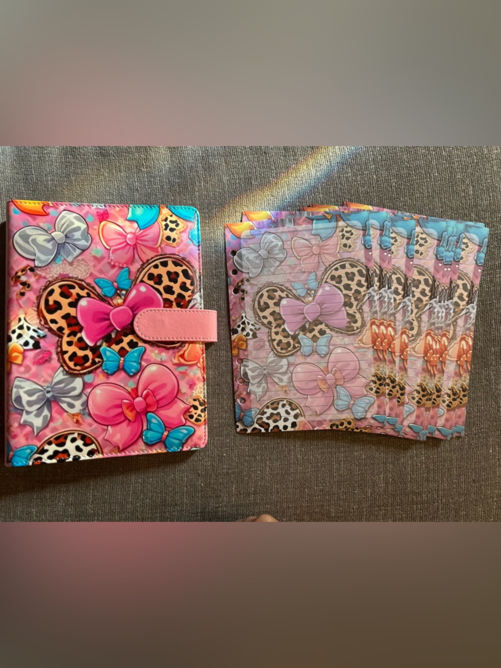 Pink Bow & Leopard Print Kids Stationery Set